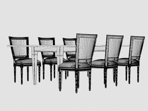 Eton brown noble with Charlotte noble brown Dining Set 3D Model