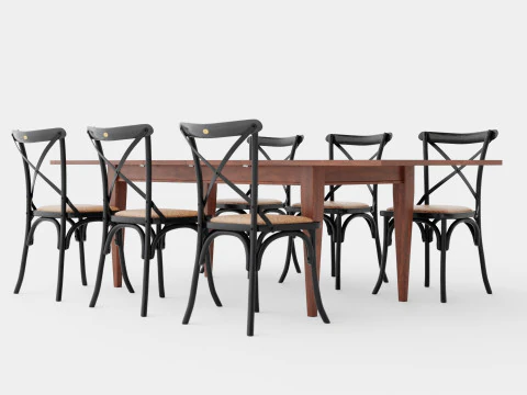 Eton braun edel mit Cross Stuhl schwarz Esszimmergarnitur 3D Modell