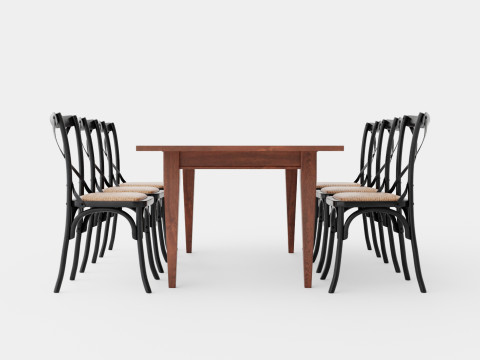Eton brown noble with Cross chair black Dining Set 3D Model