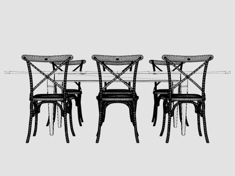 Eton brown noble with Cross chair black Dining Set 3D Model