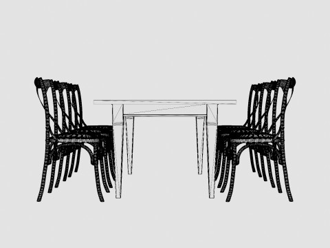 Eton brown noble with Cross chair black Dining Set 3D Model