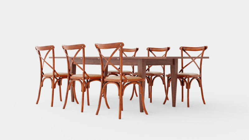 Eton brown noble with Cross chair rich brown Dining Set 3D Model .c4d .max .obj .3ds .fbx .stl .blend 