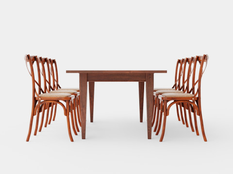 Eton brown noble with Cross chair rich brown Dining Set 3D Model