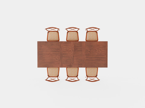 Eton brown noble with Cross chair rich brown Dining Set 3D Model