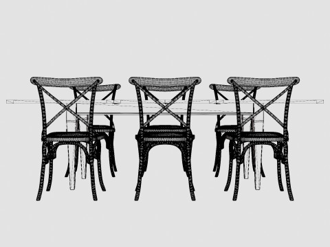Eton brown noble with Cross chair rich brown Dining Set 3D Model