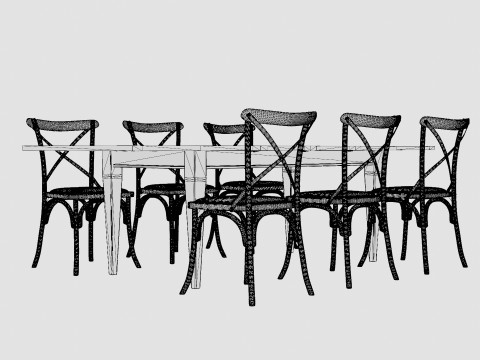 Eton brown noble with Cross chair rich brown Dining Set 3D Model