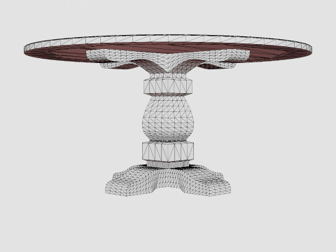 French dining table charcoal Model 3D