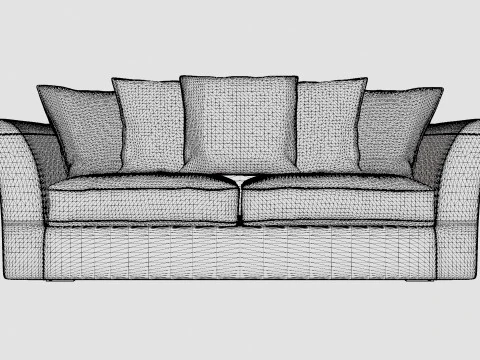 Hampton sofa 3 seat off white 3D Model