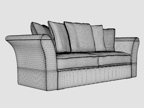 Hampton sofa 3 seat off white 3D-Modell