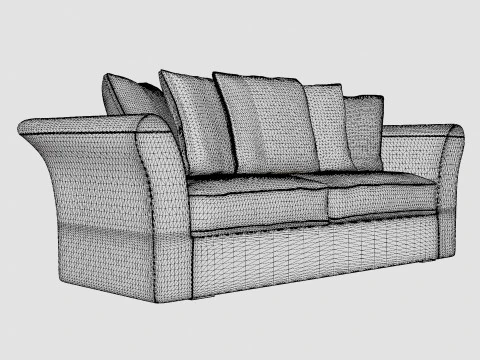 Hampton sofa 3 seat off white 3D Model