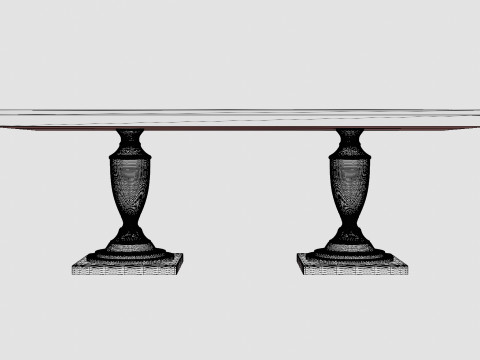 King s Desk table black 3D Model