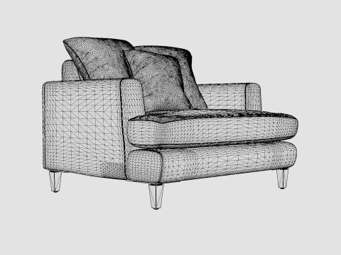 Los Angeles armchair indigo 3D Model