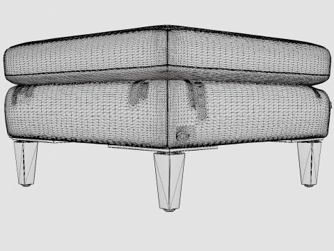 Los Angeles ottoman off white 3D Model