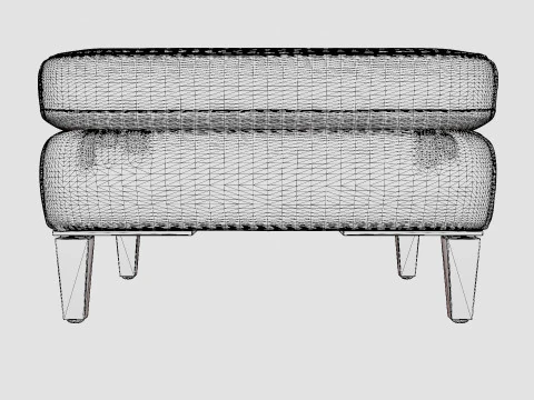 Los Angeles ottoman off white 3D Model