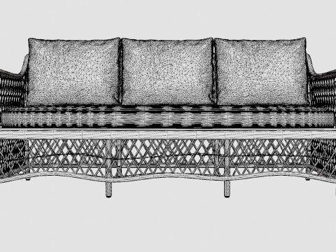 Marbella sofa vintage 3 seat Modello 3D