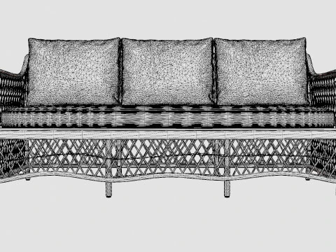 Marbella sofa vintage 3 seat 3D Model