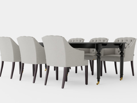 Modus black with Delano chair sand Dining Set 3D Model