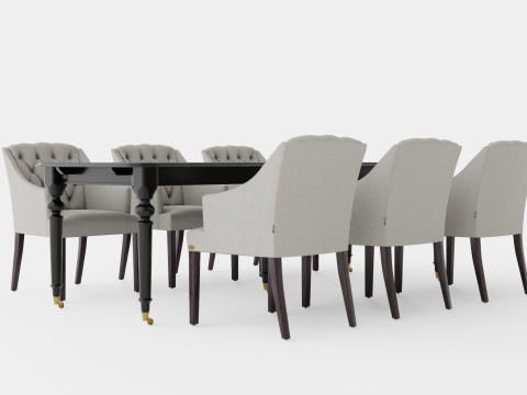 Modus black with Delano chair sand Dining Set Modello 3D