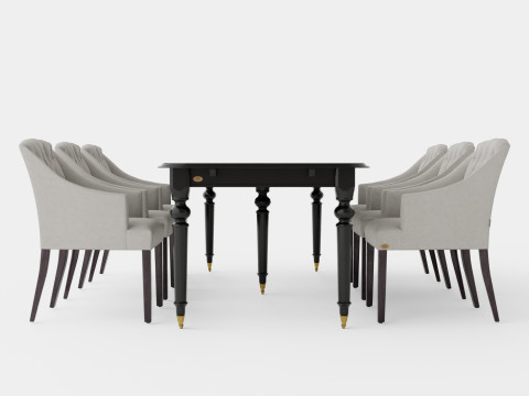 Modus black with Delano chair sand Dining Set Modello 3D