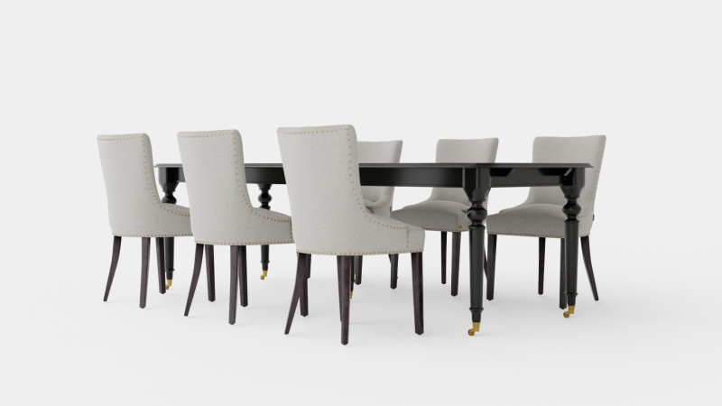 Modus black with Hudson chair sand Dining Set 3D Model .c4d .max .obj .3ds .fbx .stl .blend 