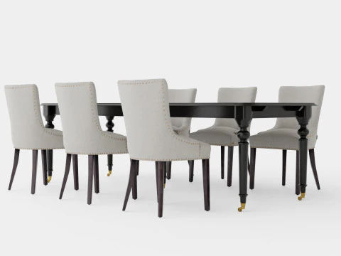 Modus black with Hudson chair sand Dining Set 3D Model