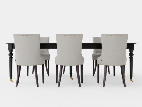 Modus black with Hudson chair sand Dining Set 3D Model