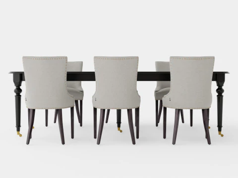 Modus black with Hudson chair sand Dining Set 3D Model
