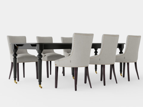 Modus black with Hudson chair sand Dining Set 3D Model