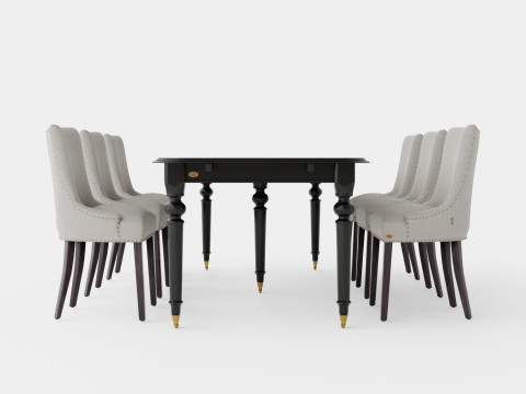 Modus black with Hudson chair sand Dining Set 3D Model
