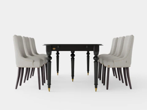 Modus black with Hudson chair sand Dining Set 3D Model