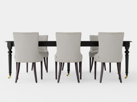 Modus black with Hudson chair sand Dining Set 3D Model