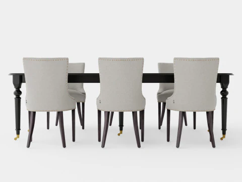 Modus black with Hudson chair sand Dining Set 3D Model
