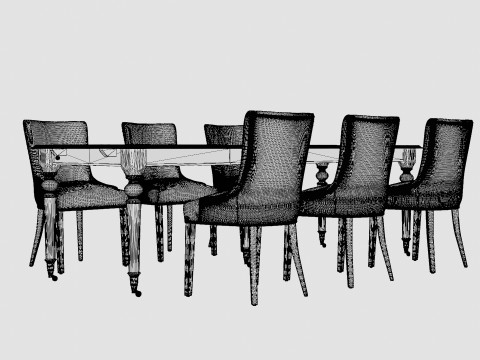 Modus black with Hudson chair sand Dining Set 3D Model