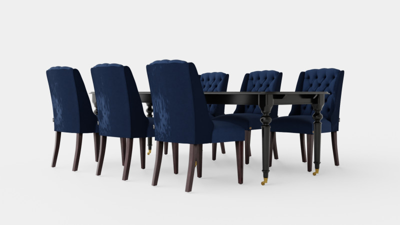 Modus black with Venice chair indigo Dining Set 3D Model .c4d .max .obj .3ds .fbx .stl .blend 