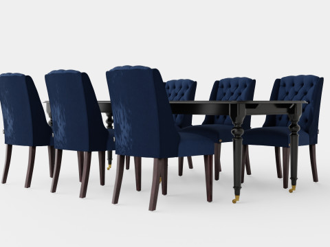 Modus black with Venice chair indigo Dining Set 3D Model