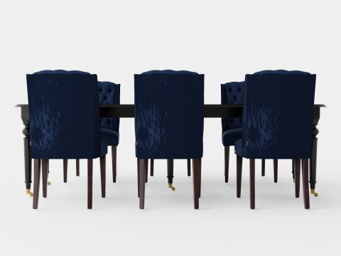 Modus black with Venice chair indigo Dining Set 3D Model