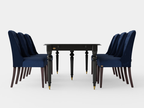 Modus black with Venice chair indigo Dining Set 3D Model