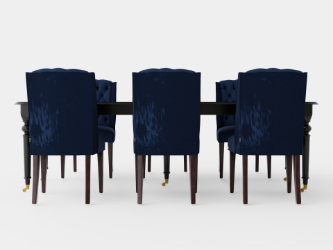 Modus black with Venice chair indigo Dining Set 3D Model