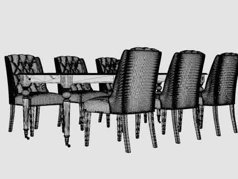 Modus black with Venice chair indigo Dining Set 3D Model