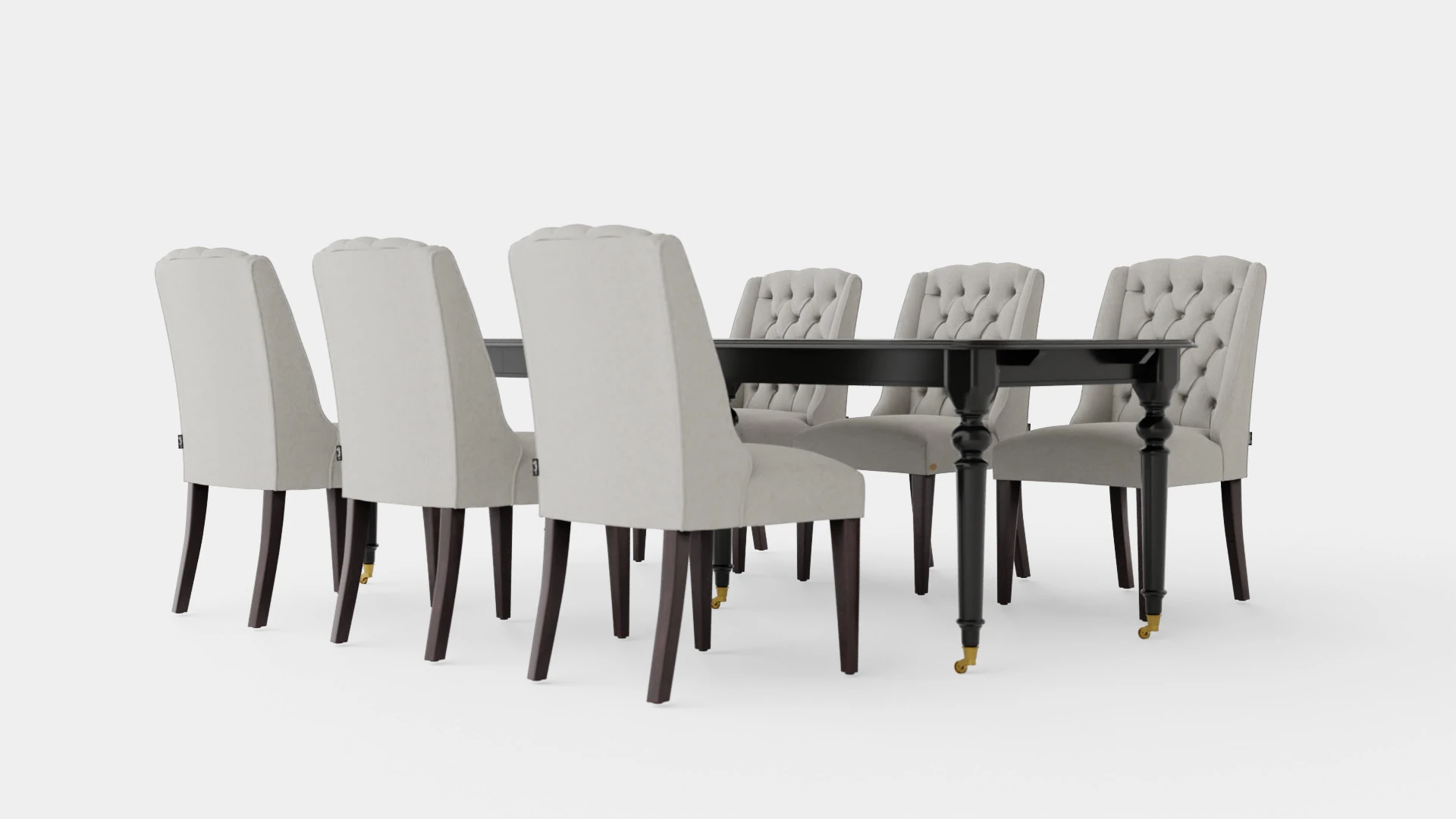 Modus black with Venice chair sand Dining Set 3D Model .c4d .max .obj .3ds .fbx .stl .blend 