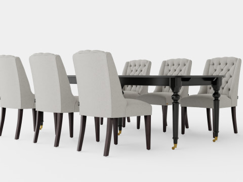 Modus black with Venice chair sand Dining Set 3D Model