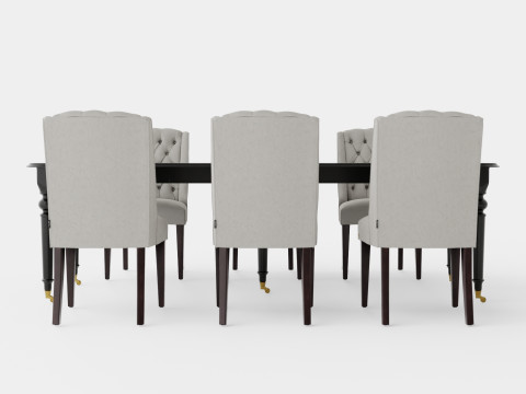 Modus black with Venice chair sand Dining Set 3D 모델