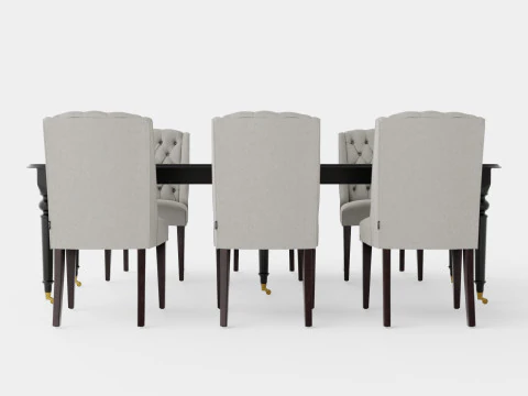 Modus black with Venice chair sand Dining Set 3D Model