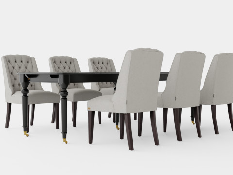 Modus black with Venice chair sand Dining Set 3D 모델