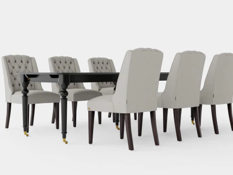 Modus black with Venice chair sand Dining Set 3D Model