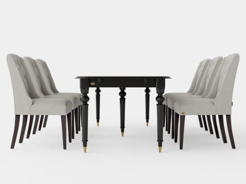 Modus black with Venice chair sand Dining Set 3D 모델