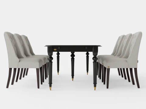 Modus black with Venice chair sand Dining Set 3D Model
