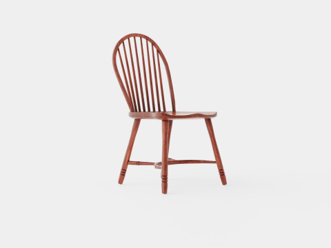 Windsor spindle chair rich brown 3D Model