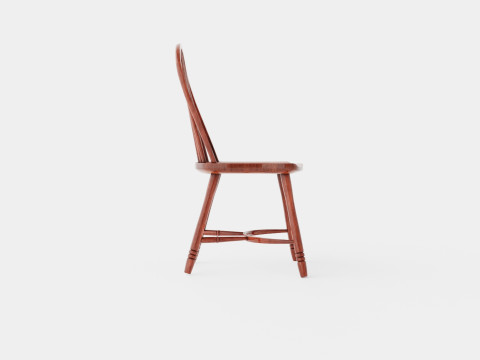 Windsor spindle chair rich brown 3D 模型