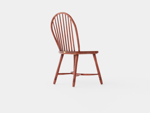 Windsor spindle chair rich brown 3D 模型
